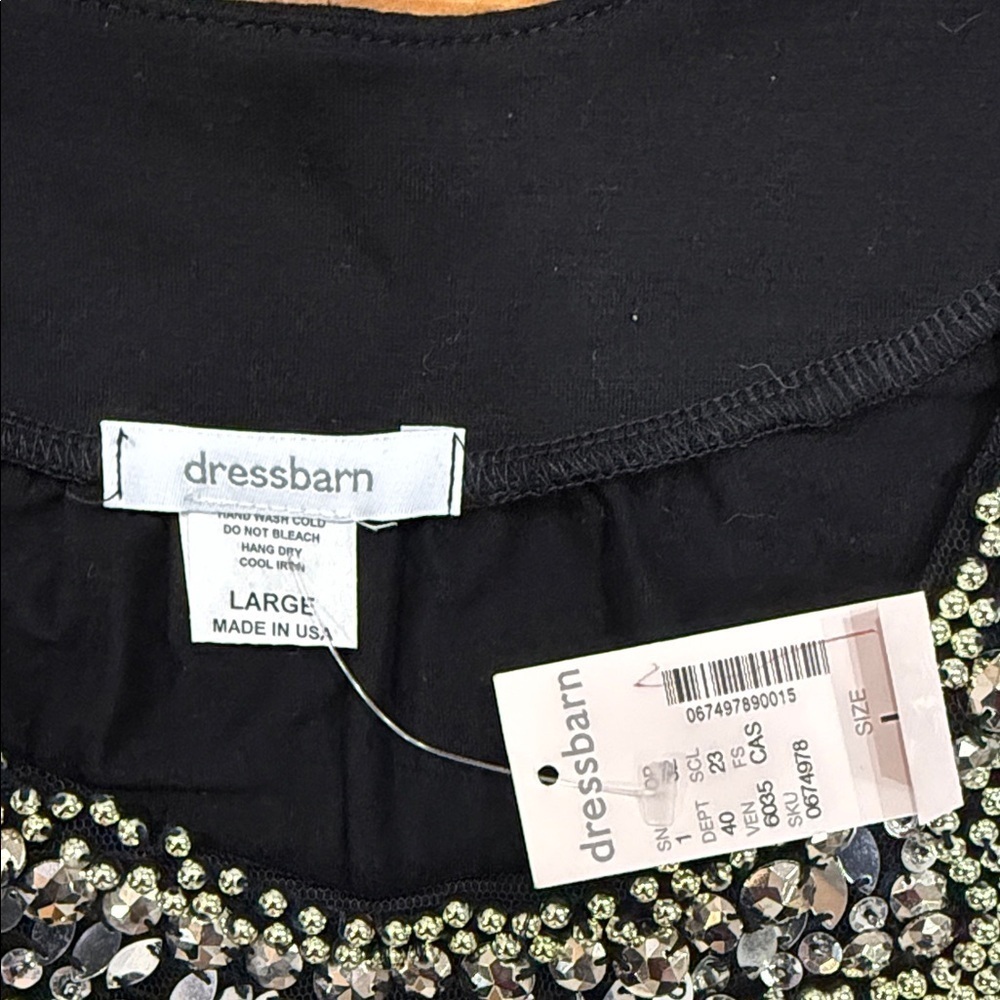 Dress Barn Black sleeveless Tank with Beaded Detail NWT size large Y2K - Picture 2 of 8
